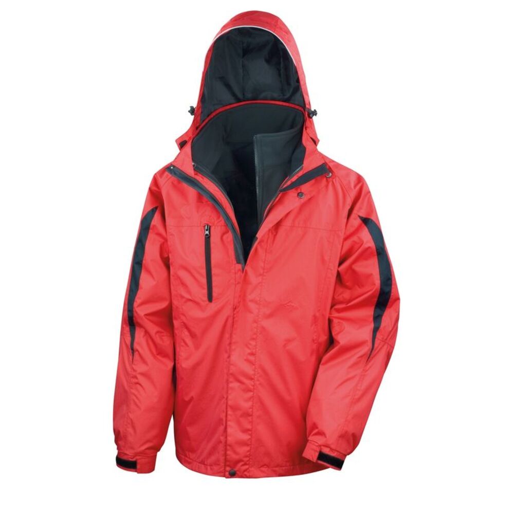Result Mens 3 In 1 Softshell Waterproof Journey Jacket With / Red / Black